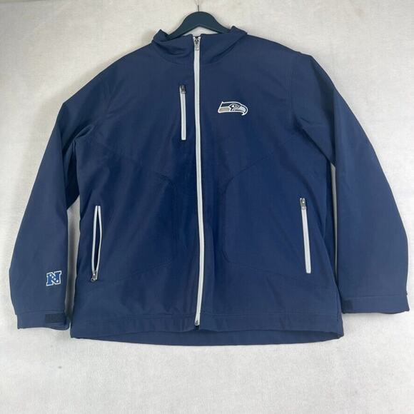 Seattle Seahawks NFL Jacket Mens XL Full Zip Navy Blue Windbreaker Rain - Picture 3 of 7